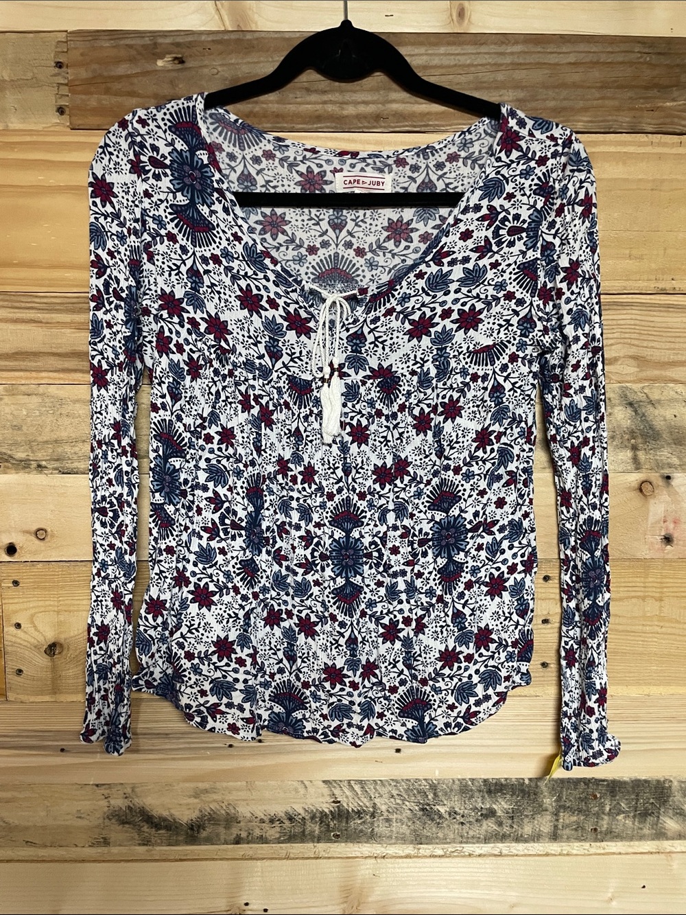 Cape Juby size XS boho blouse with Tassel tie closure